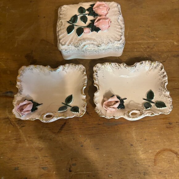 Antique Lefton 3 Piece Trinket Set - Picture 7 of 7